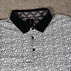 1 Like No Other Shirt Mens Large Floral White Collar Golf Polo Abstract Art
